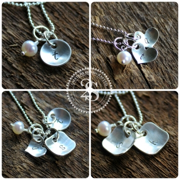Add a petite initial charm, sterling silver add on charm, hand stamped & personalized custom initial charm in shape of choice