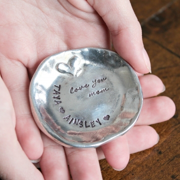 Personalized Ring Dish, Pewter Trinket Dish Gift - With Love Dish