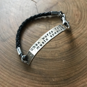 Personalized Men's Leather And Silver Bracelet, Rugged Silver Bracelet - Russell Bracelet