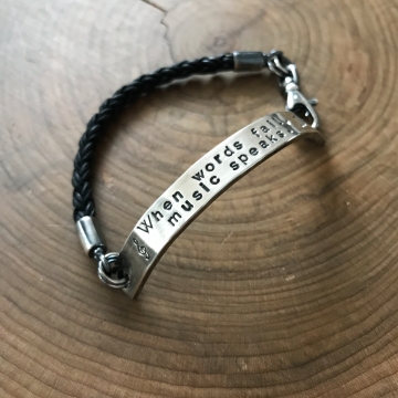 Personalized Men's Leather And Silver Bracelet, Rugged Silver Bracelet - Russell Bracelet Personalized Men's Leather And Silver Bracelet, Rugged Silver Bracelet - Russell Bracelet
