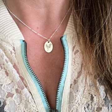 Personalized Silver Birth Month Flower Necklace, Custom Flower Necklace
