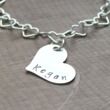 Personalized Children's Silver Heart Bracelet - Logan Bracelet