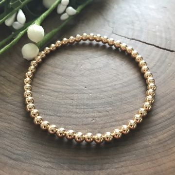 Gold Sophie Bracelet, Gold Bead Bracelet, 14K Gold Fill Stretch Bead Layering Bracelet,