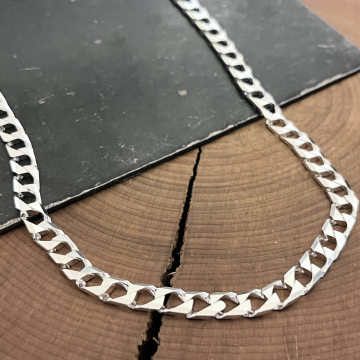 Men's Large Solid Sterling Silver Square Curb Chain - Quality Craftsmanship