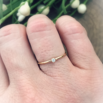 Stardust Stacking Ring, Gold Fill and Clear Cubic Zirconia Ring