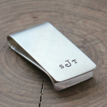 Sterling Silver Personalized Money Clip, Custom message - The Nick Money Clip