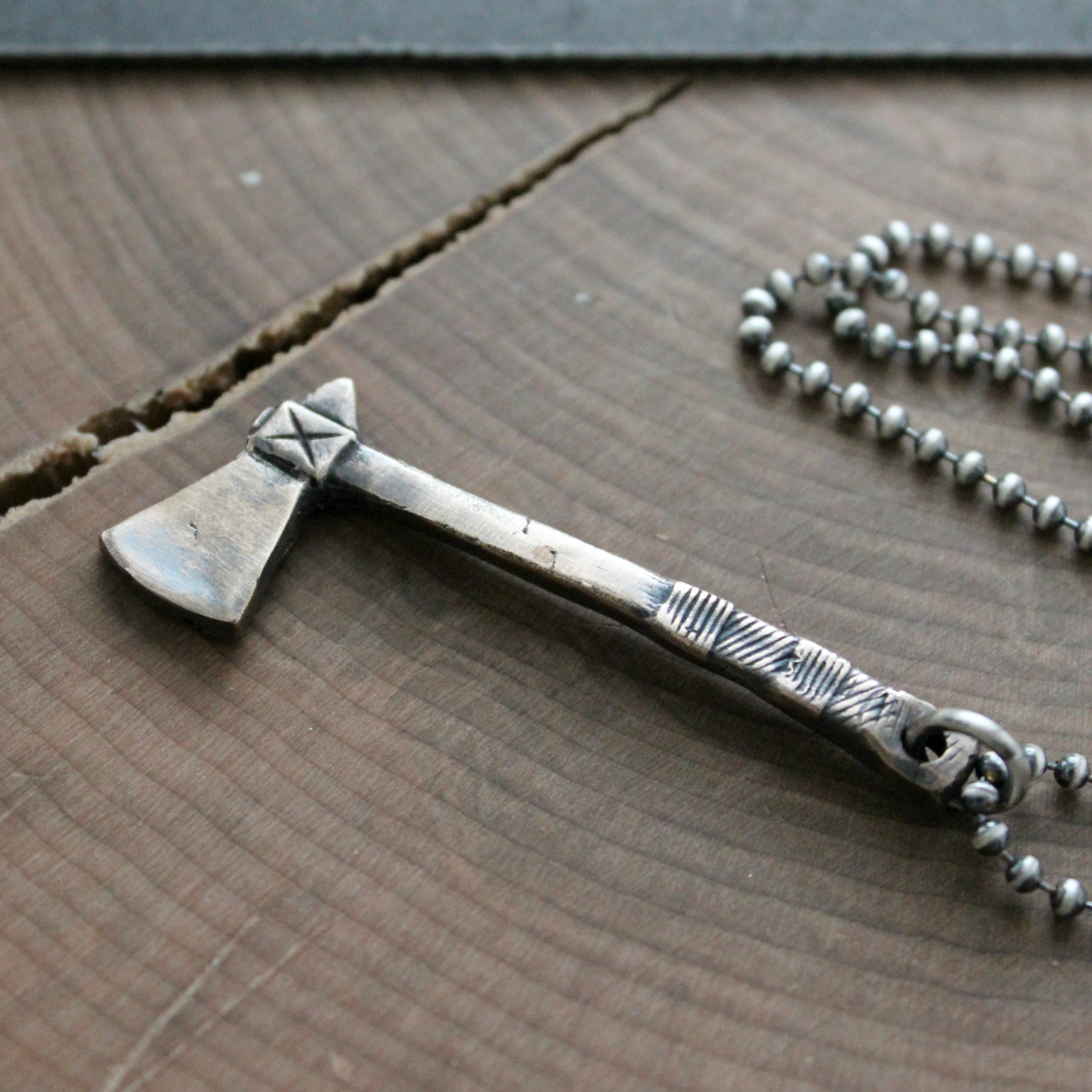 Men S Conqueror Necklace Solid Bronze Gift Tomahawk Personalized Silver For Boyfriend Mixed Metal